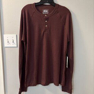 Stio Men’s Wister Waffle Henley Size Large In Lodge Beam (maroon) NWT